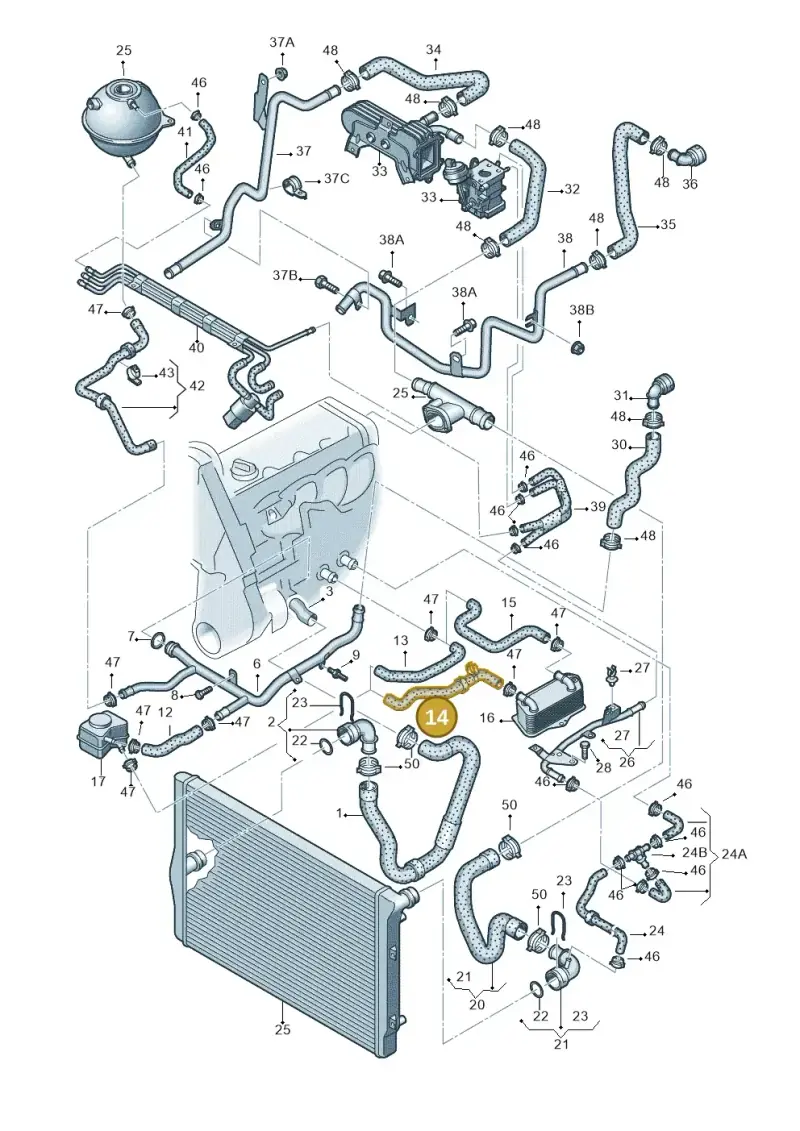 1K0122058E — Volkswagen Touran 1.9 (2008-2010) diagram 409121450, position 14