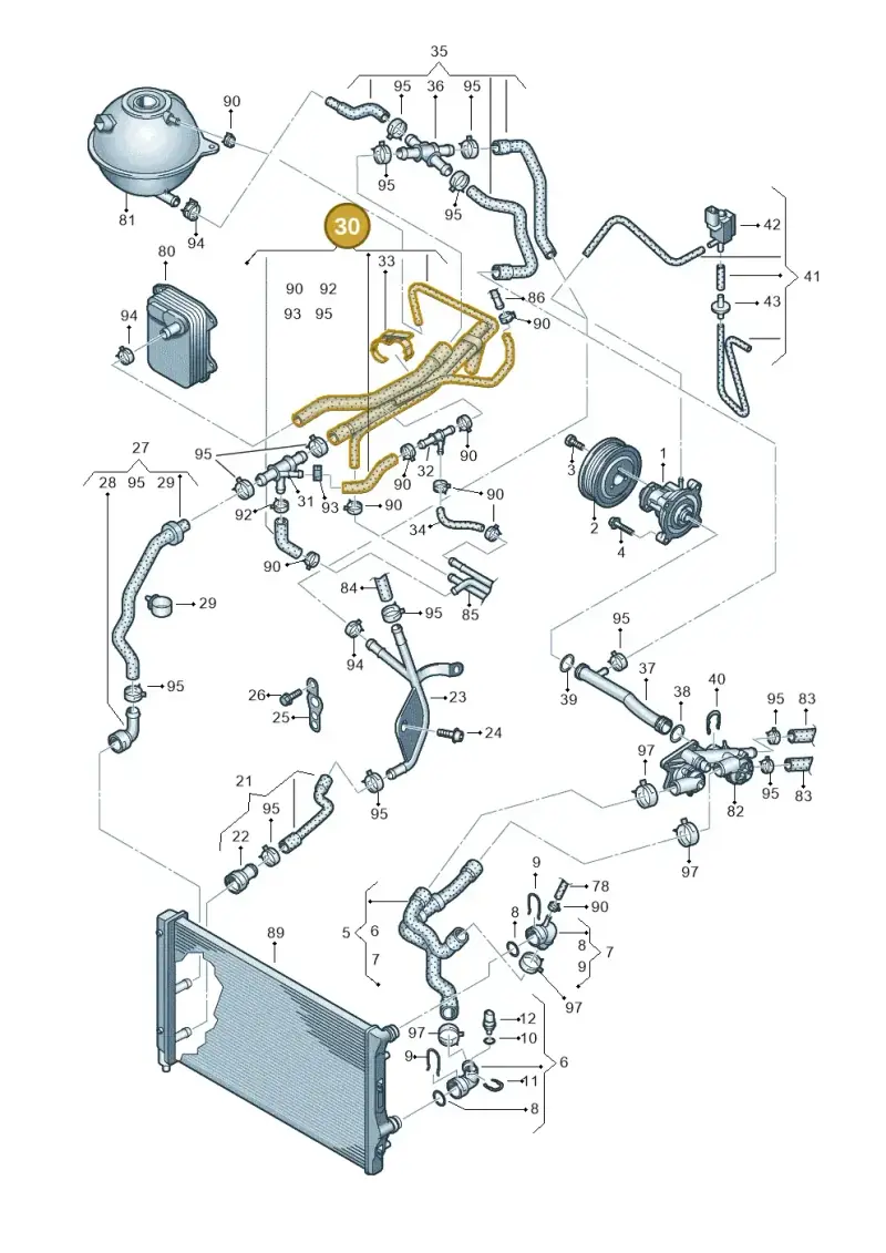 1K0122058T — Volkswagen New beetle (2011-2016) diagram 649121100, position 30