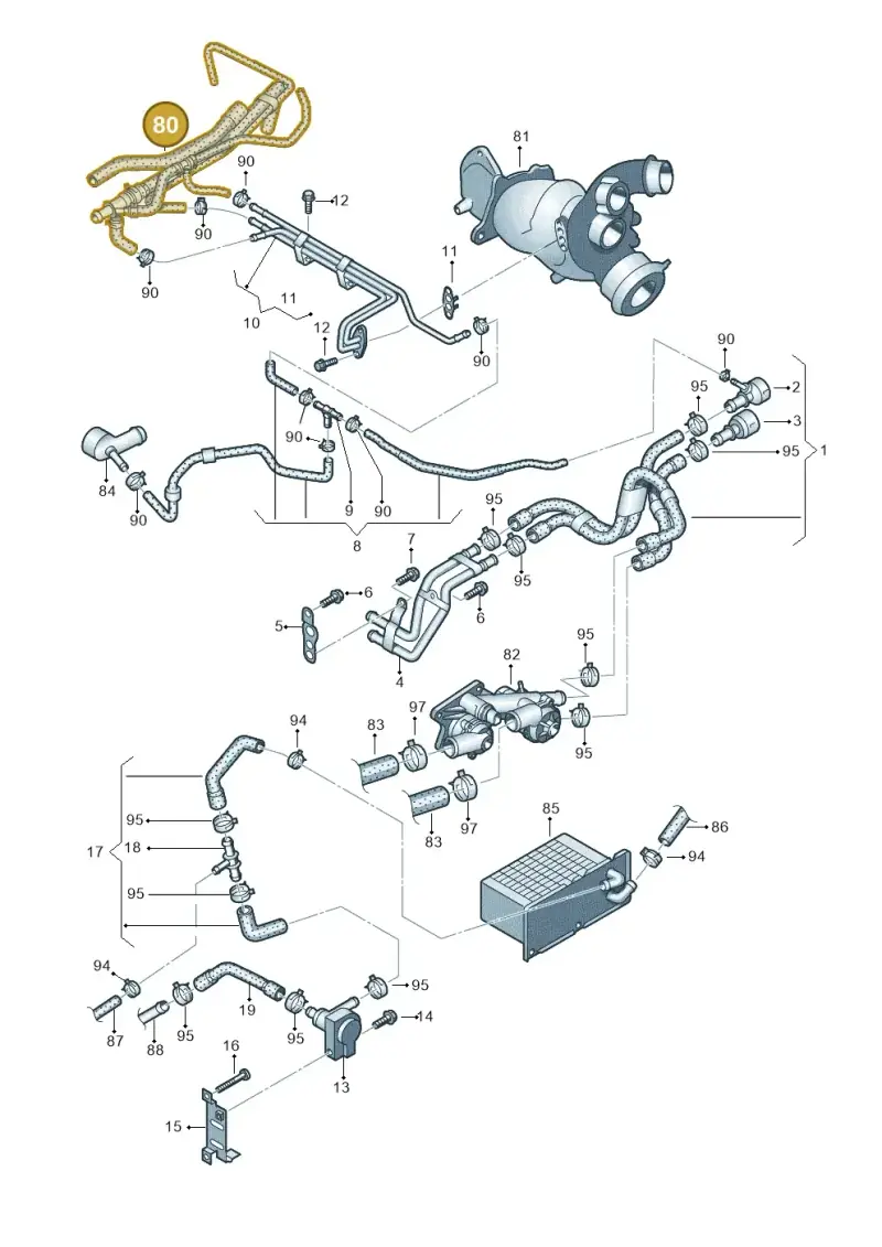1K0122058T — Volkswagen New beetle cabriolet (2011-2016) diagram 649121110, position 80