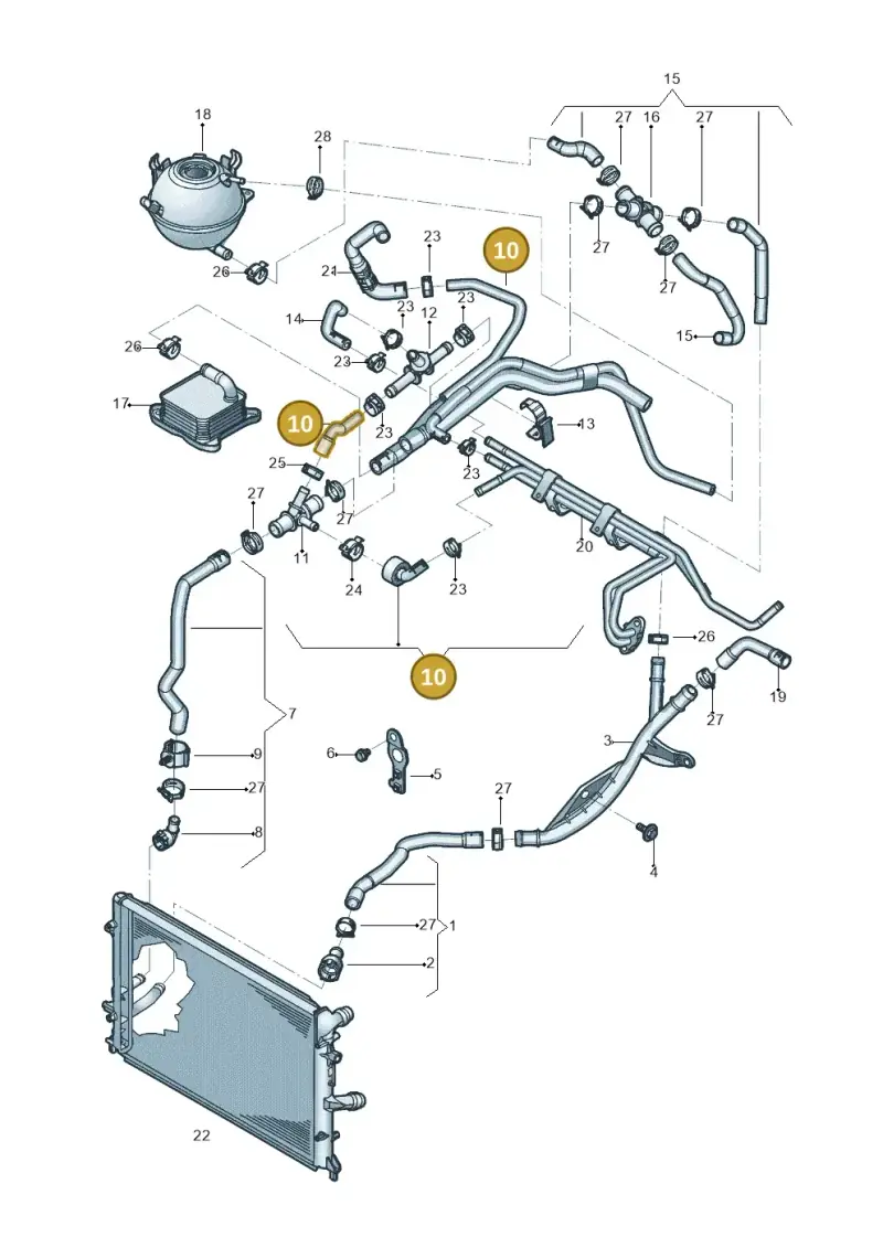 1K0122058T — Volkswagen Beetle (2016-2019) diagram 801121050, position 10