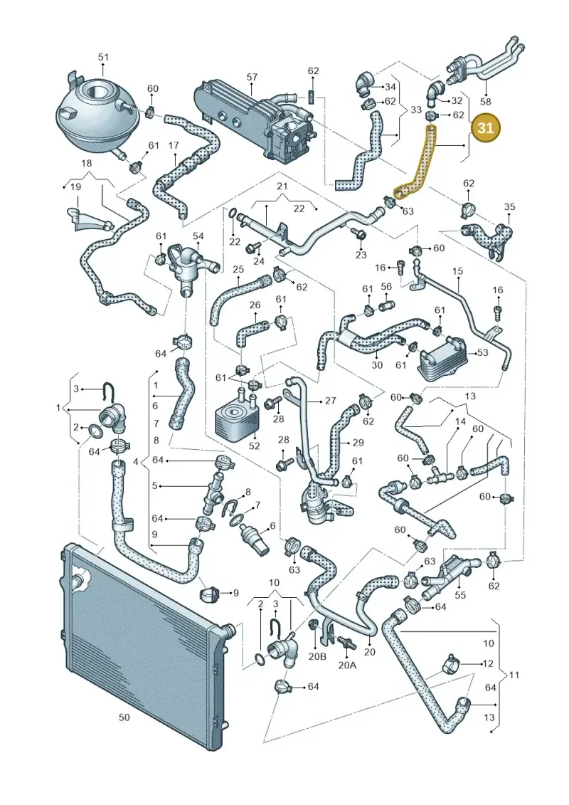 1K0122073GE — Volkswagen New beetle (2011-2016) diagram 646121340, position 31
