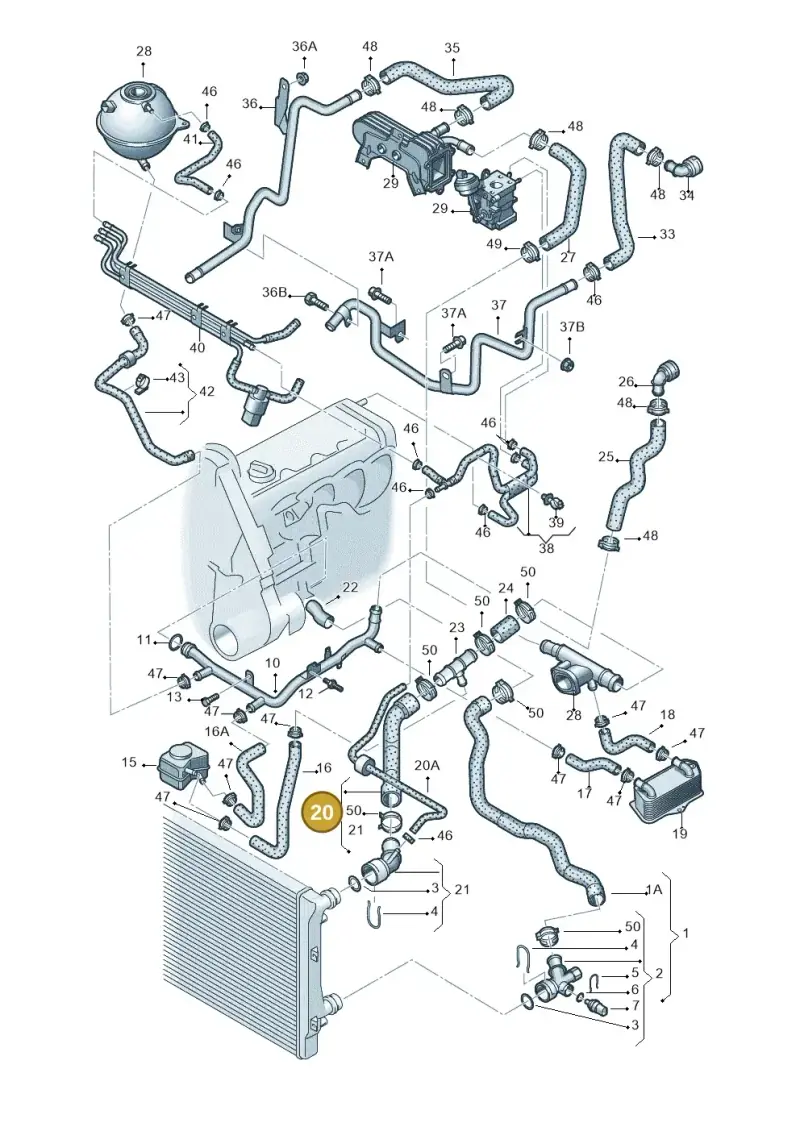 1K0122101BP — Volkswagen Passat estate (2008-2011) diagram 409121400, position 20