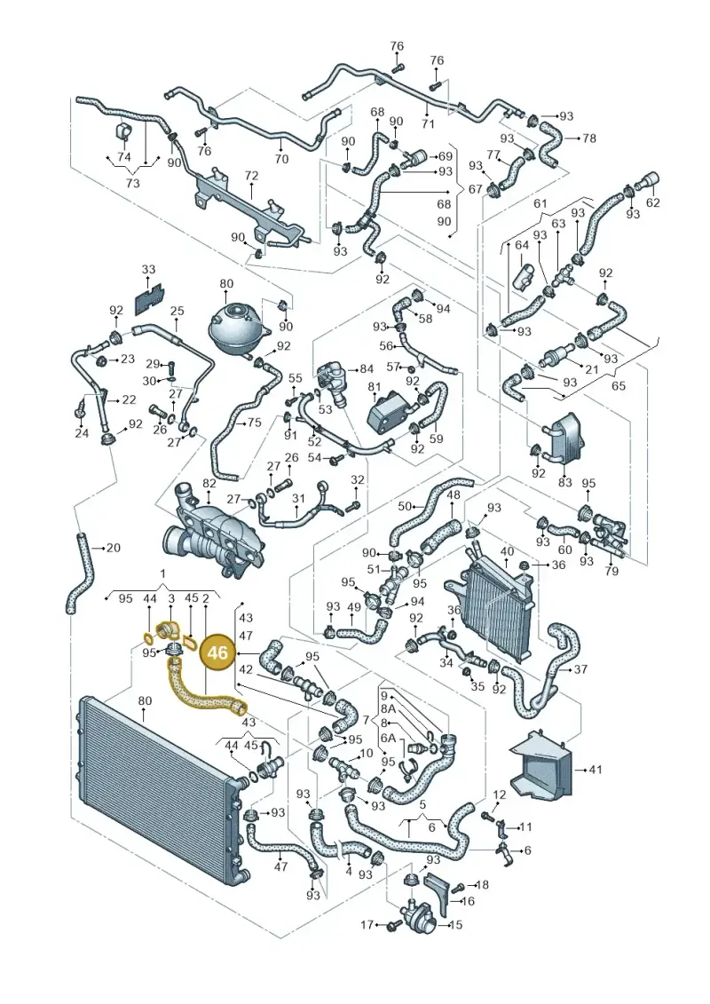 1K0122101DK — Volkswagen Scirocco 2.0 (2014-2017) diagram 649121340, position 46