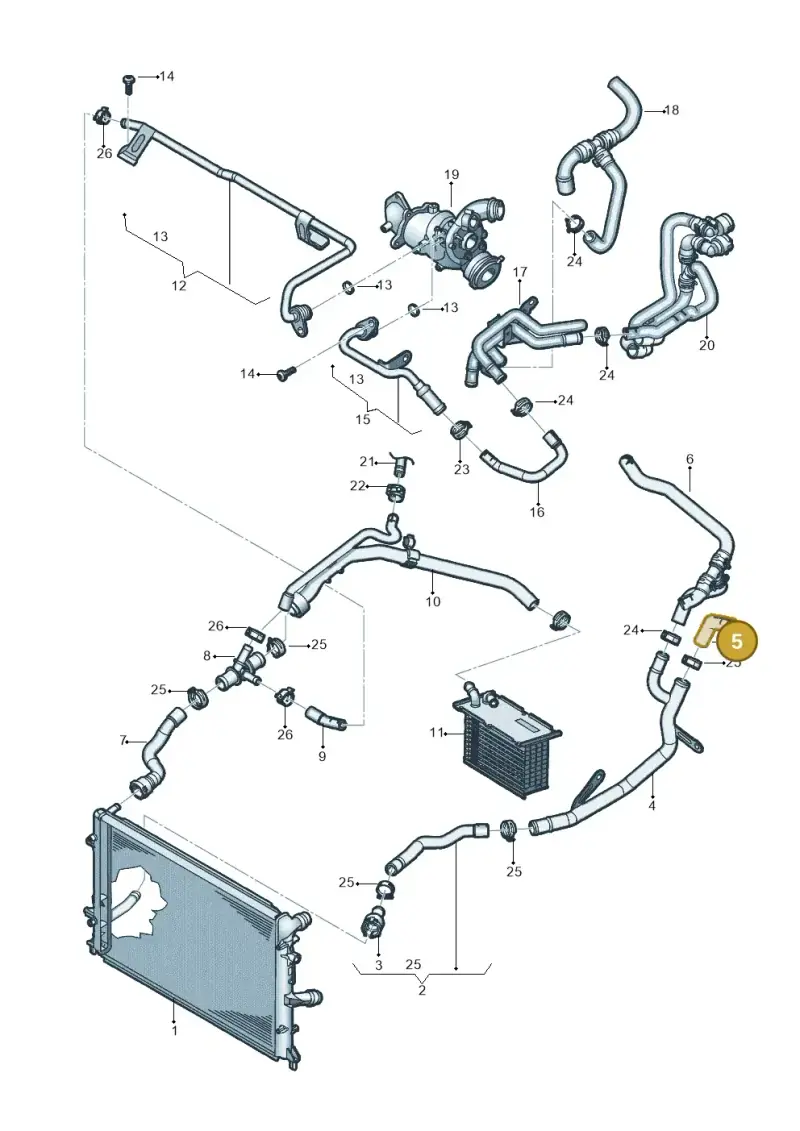 1K0122101HR — Volkswagen Jetta (2013-2014) diagram 789121013, position 5