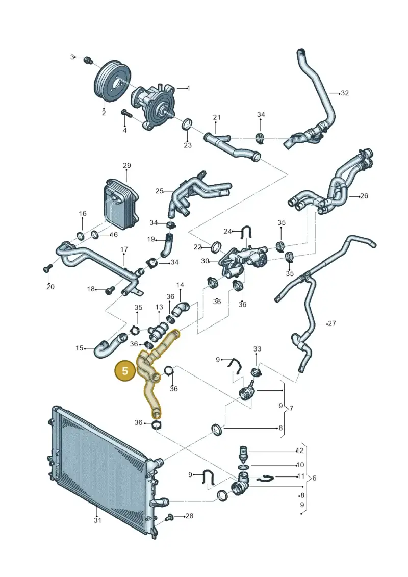 1K0122101HR — Volkswagen Jetta 1.6 (2014-2018) diagram 789121020, position 5