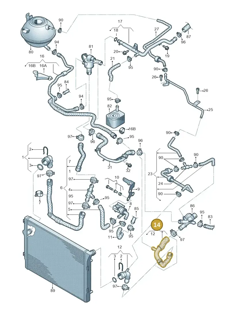 1K0122101KN — Volkswagen Golf Cabriolet (2011-2016) diagram 718121500, position 14