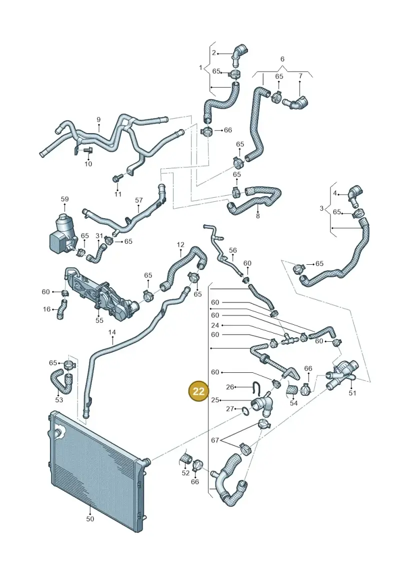 1K0122101KN — Volkswagen Caddy kombi (2015-2020) diagram 866121360, position 22