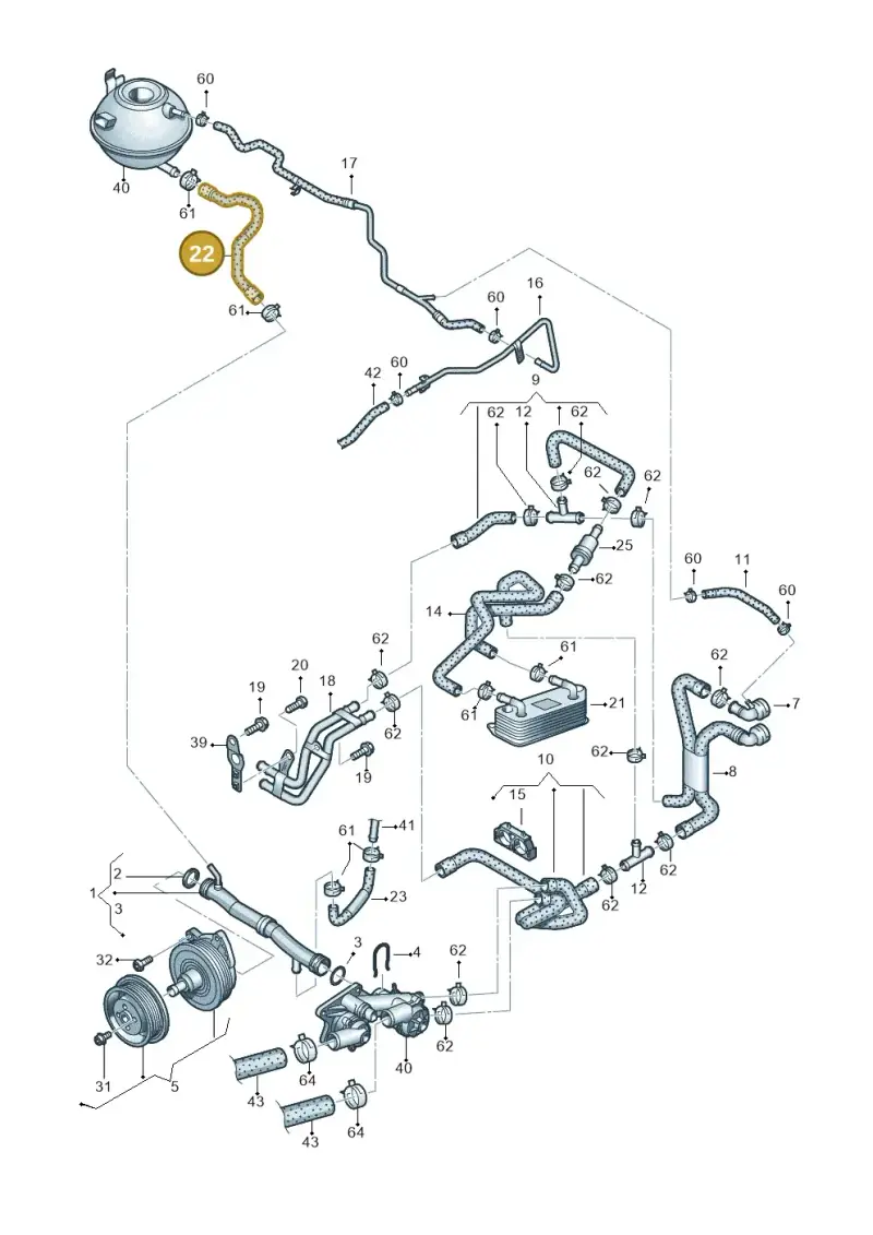 1K0122109BC — Volkswagen Jetta (2014-2017) diagram 625121160, position 22