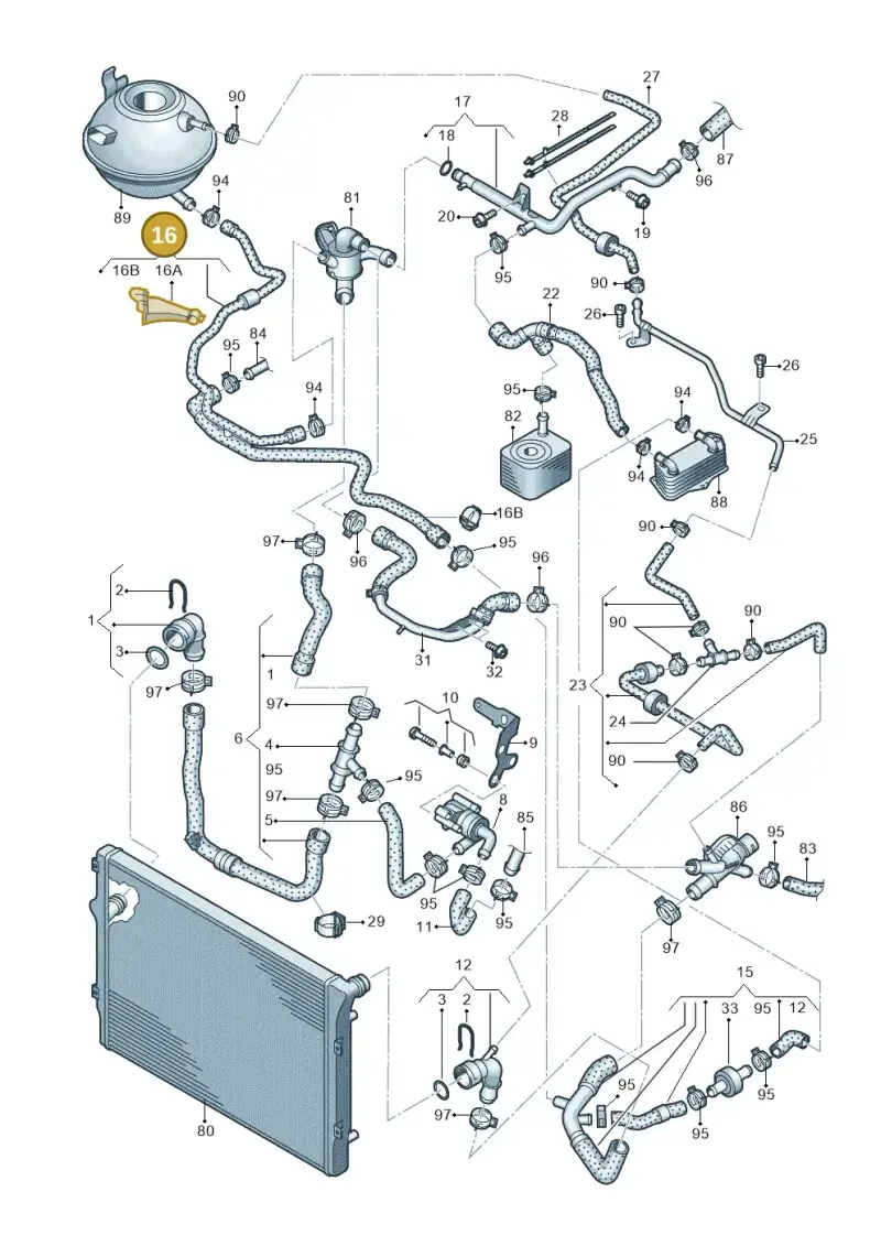 1K0122109CF — Volkswagen New Passat (2011-2015) diagram 691121640, position 16