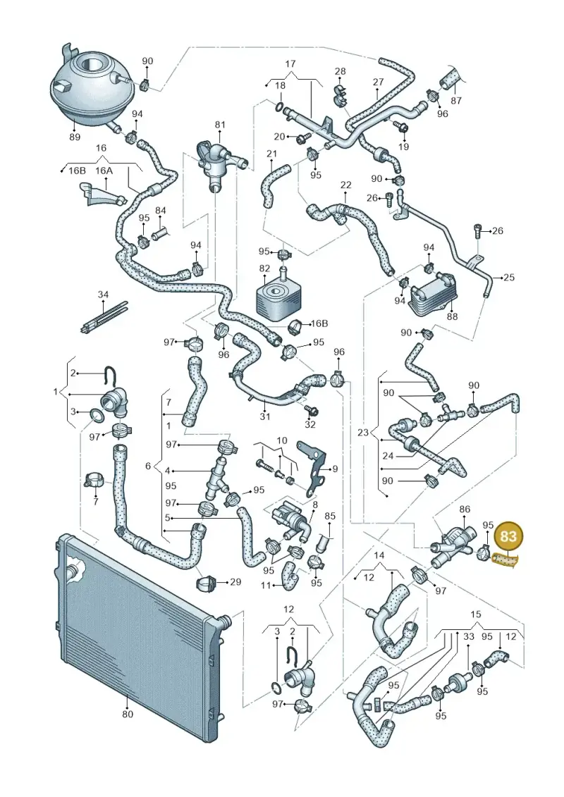 1K0122157JH — Volkswagen Jetta (2010-2014) diagram 650121620, position 83