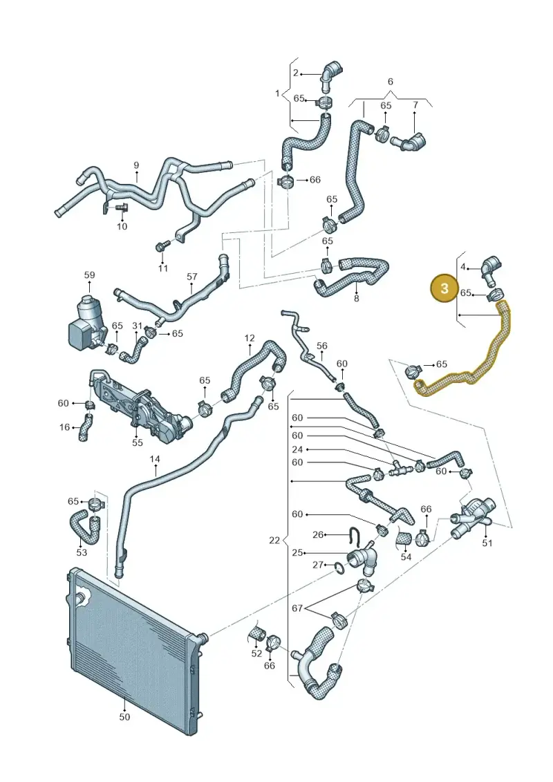 1K0122157JH — Volkswagen Jetta (2014-2017) diagram 866121360, position 3