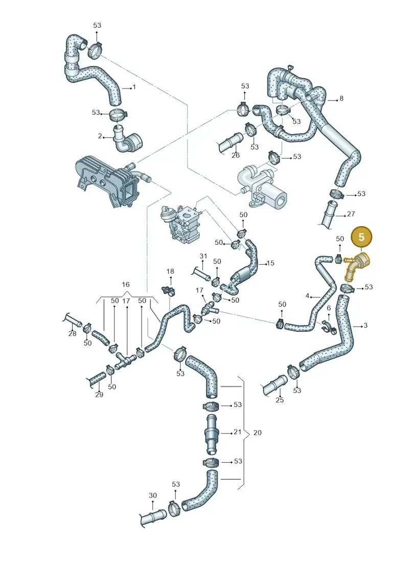 1K0122291AA — Volkswagen Touran 1.9 (2008-2010) diagram 409121410, position 5