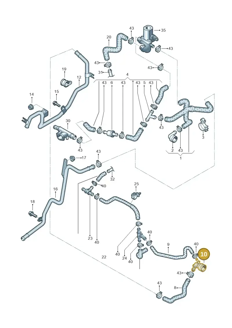 1K0122291AA — Volkswagen Caddy panel van (2008-2010) diagram 443121410, position 10