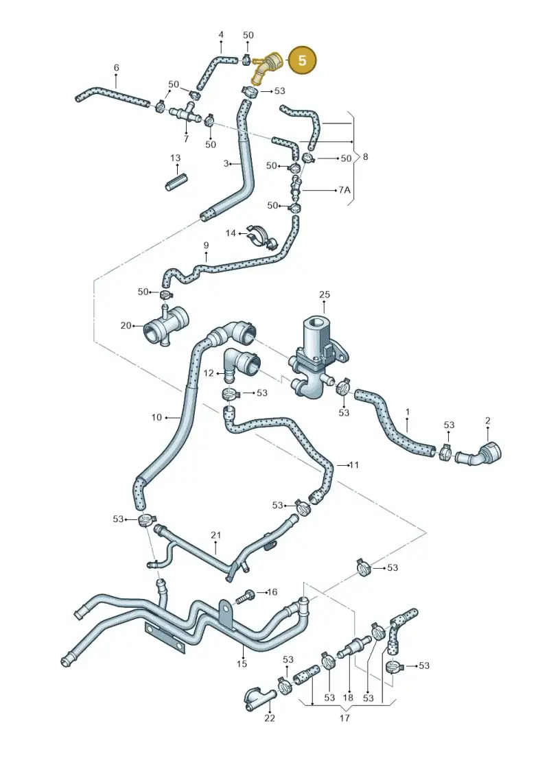 1K0122291AA — Volkswagen Golf Plus (2011-2014) diagram 650121210, position 5