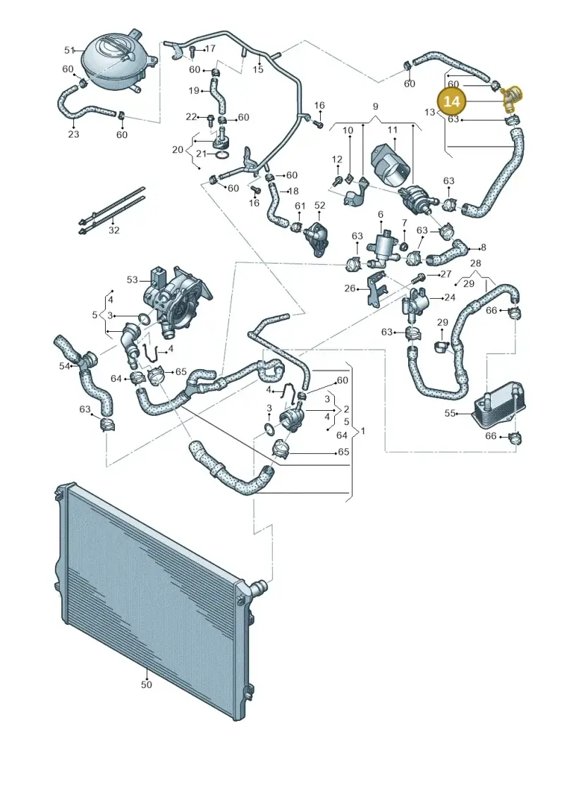 1K0122291AF — Volkswagen Passat saloon (2014-2024) diagram 884000100, position 14