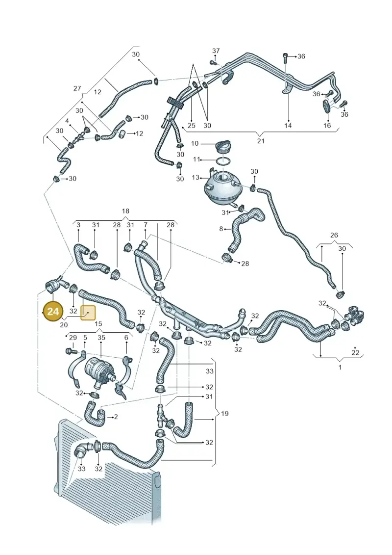 1K0122291R — Volkswagen Jetta (2014-2017) diagram 692121090, position 24