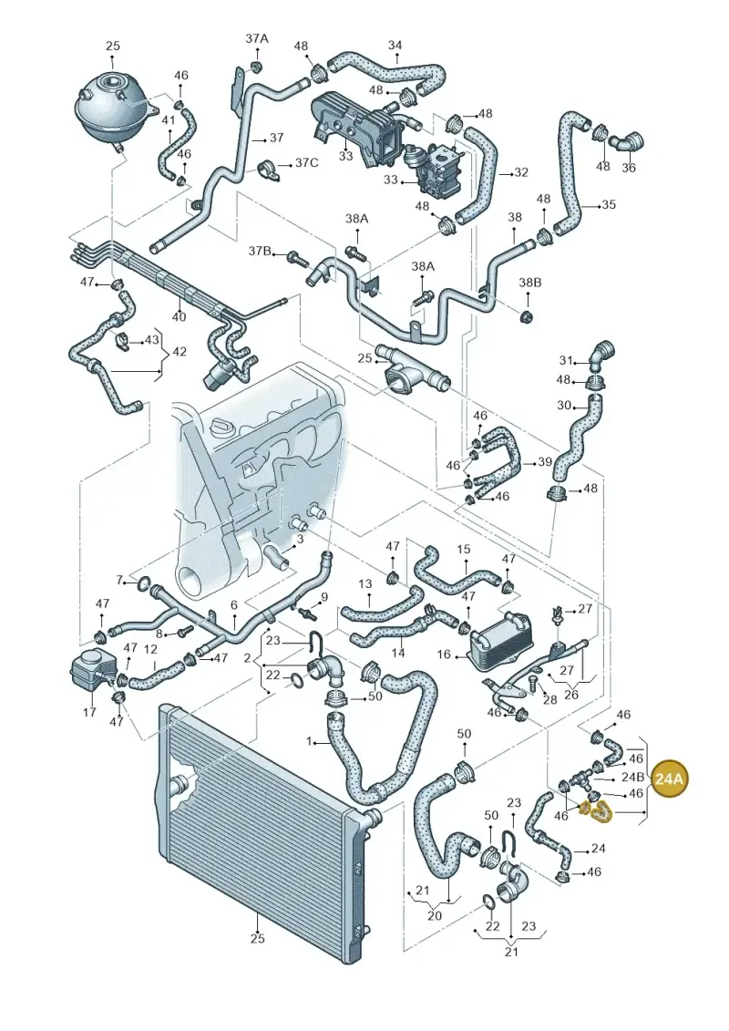 1K0122447CC — Volkswagen Touran 1.9 (2008-2010) diagram 409121450, position 24A