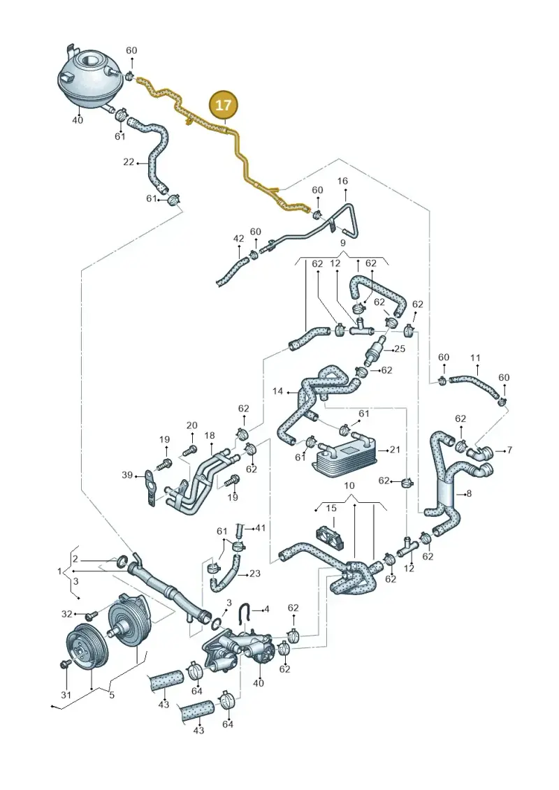 1K0122447HT — Volkswagen Jetta (2014-2017) diagram 625121160, position 17
