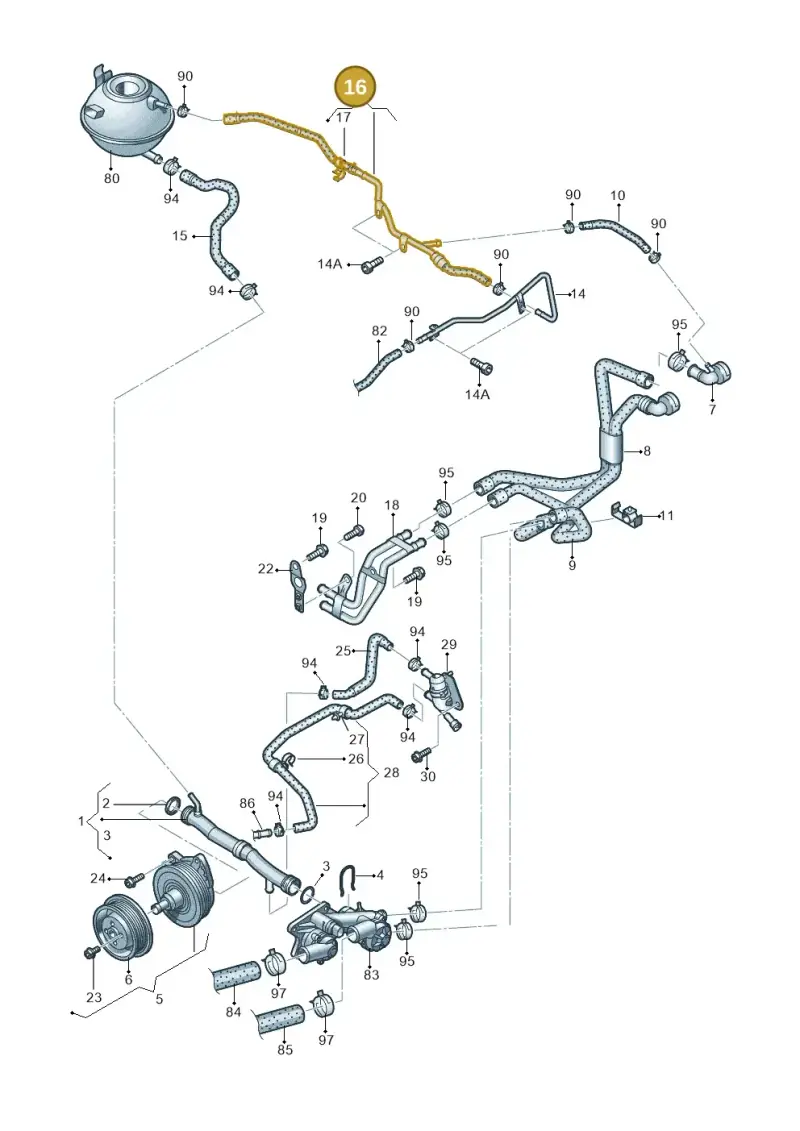 1K0122447HT — Volkswagen Passat CC (2011-2016) diagram 702121200, position 16