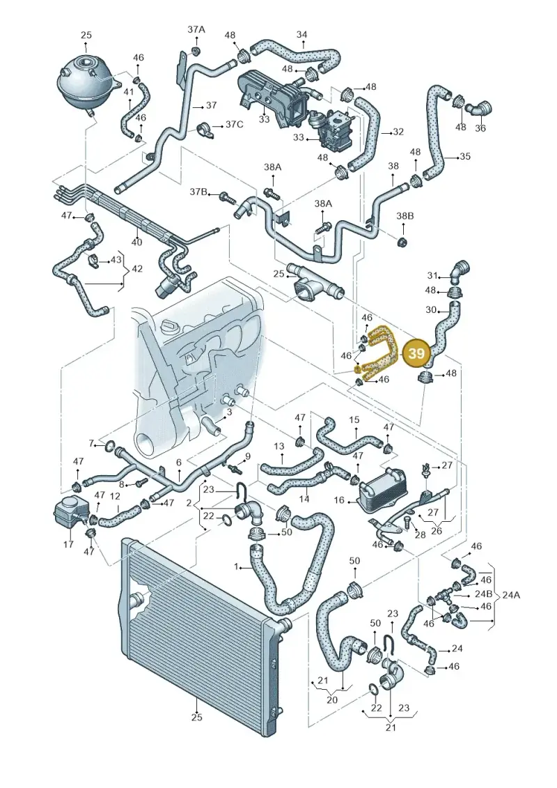 1K0122447T — Volkswagen Touran 1.9 (2008-2010) diagram 409121450, position 39