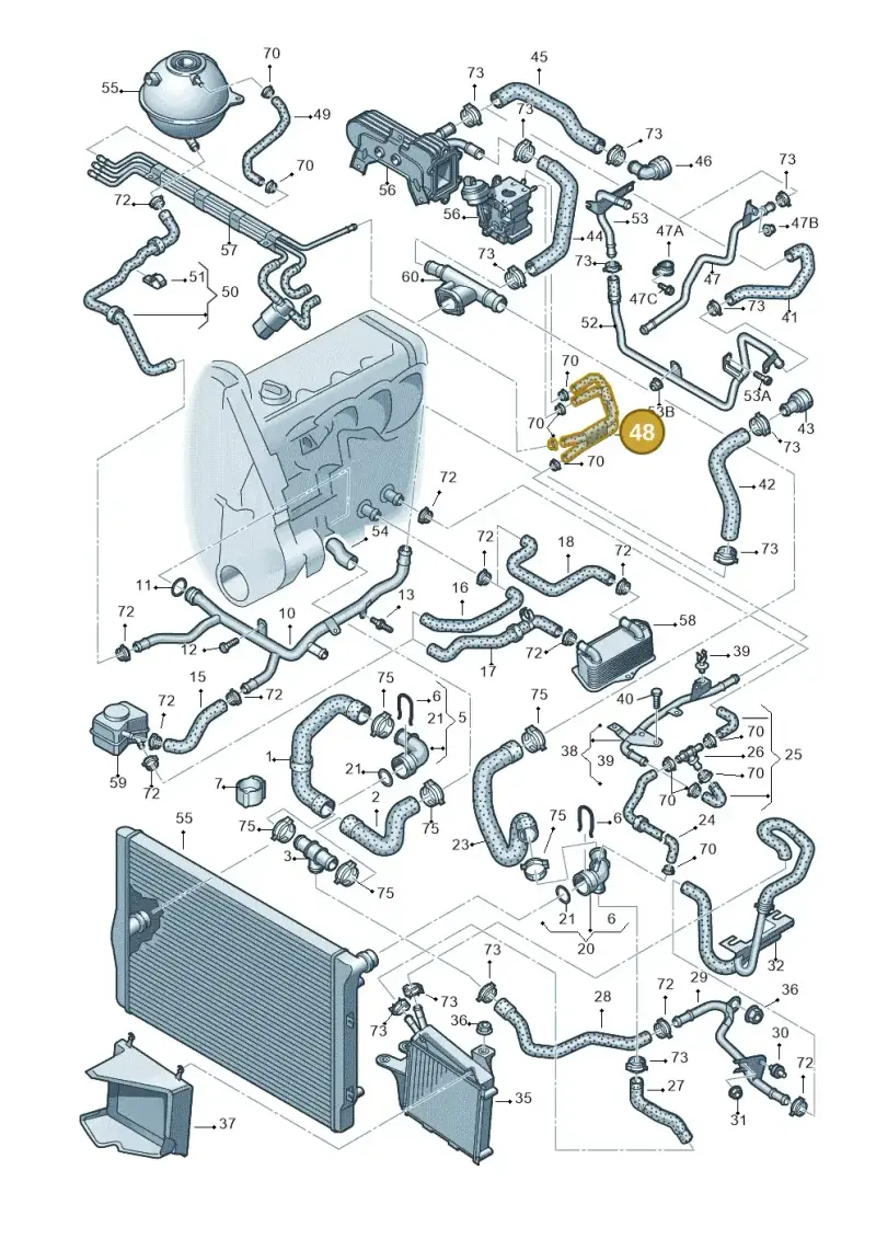 1K0122447T — Volkswagen Passat estate (2008-2011) diagram 460121450, position 48
