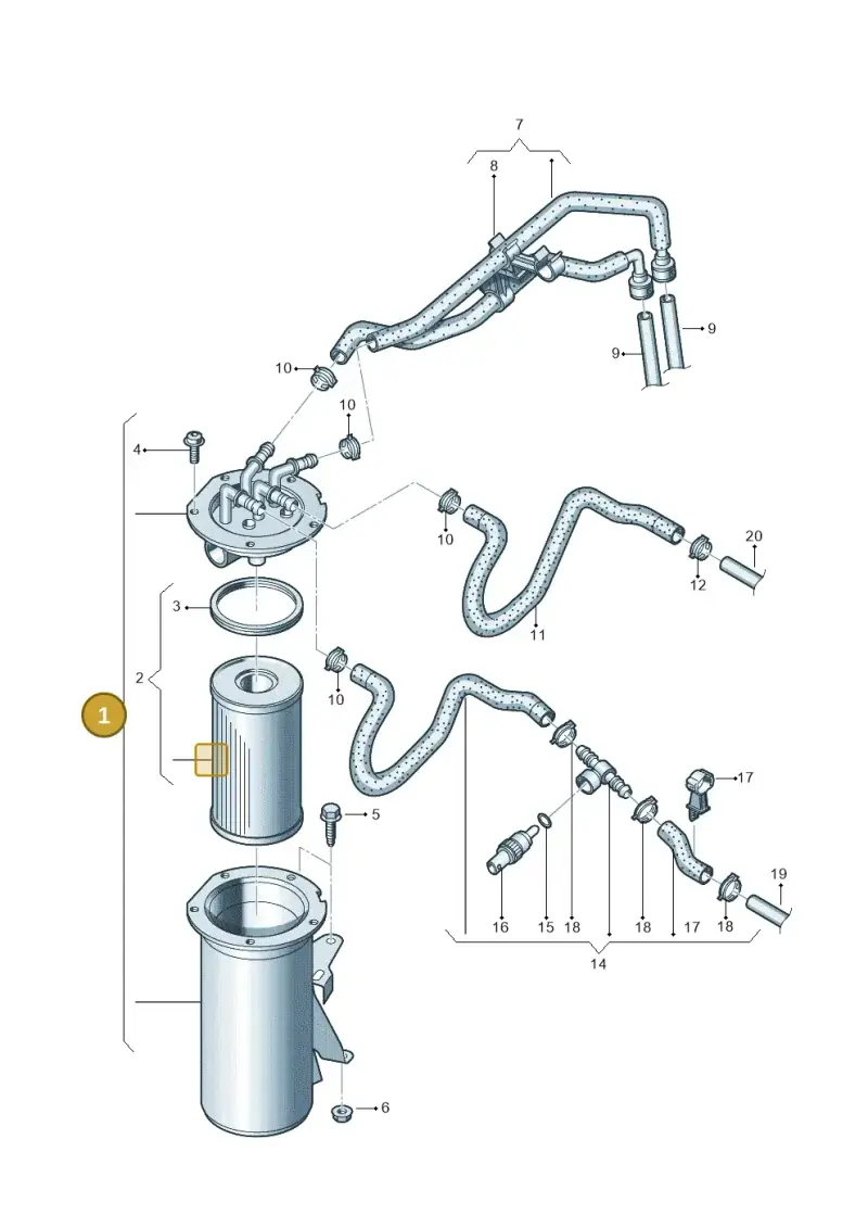 1K0127400L — Volkswagen Jetta (2014-2017) diagram 694127100, position 1