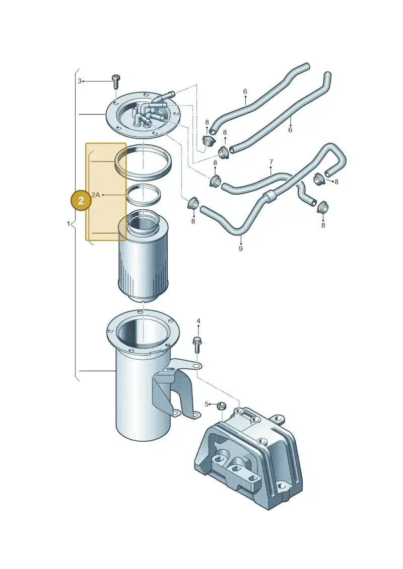 1K0127434A — Volkswagen Jetta variant (2009-2014) diagram 634127200, position 2
