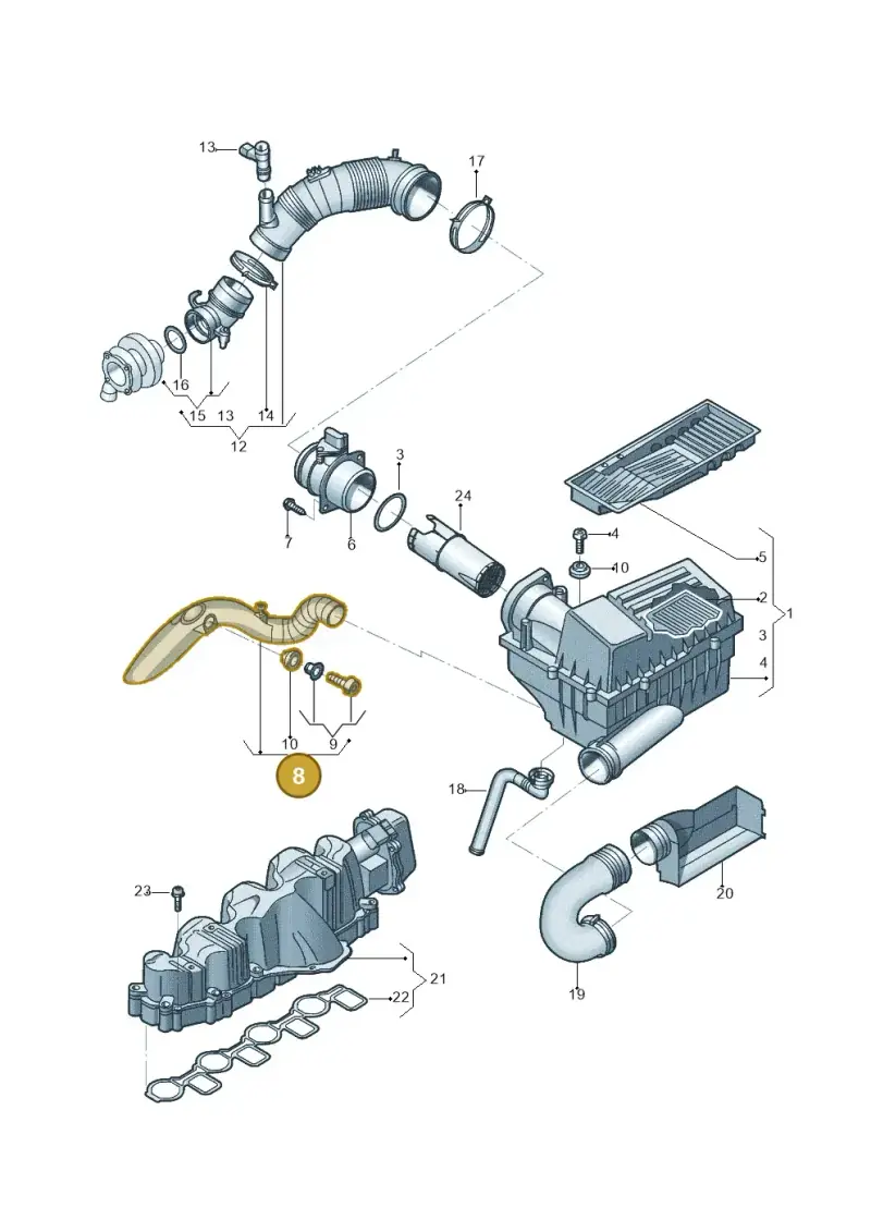 1K0129565AE — Volkswagen Jetta (2014-2017) diagram 684129400, position 8