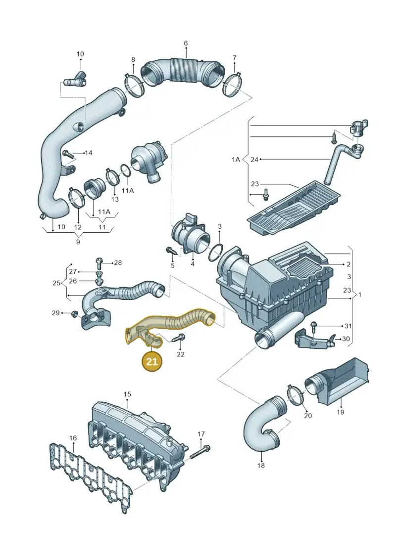 1K0129565C — Volkswagen Touran 1.9 (2008-2010) diagram 658129050, position 21