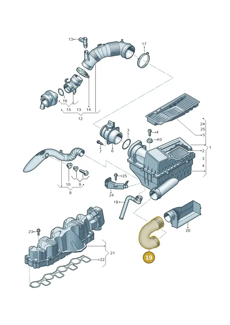 1K0129618BK — Volkswagen Jetta (2014-2017) diagram 634129600, position 19