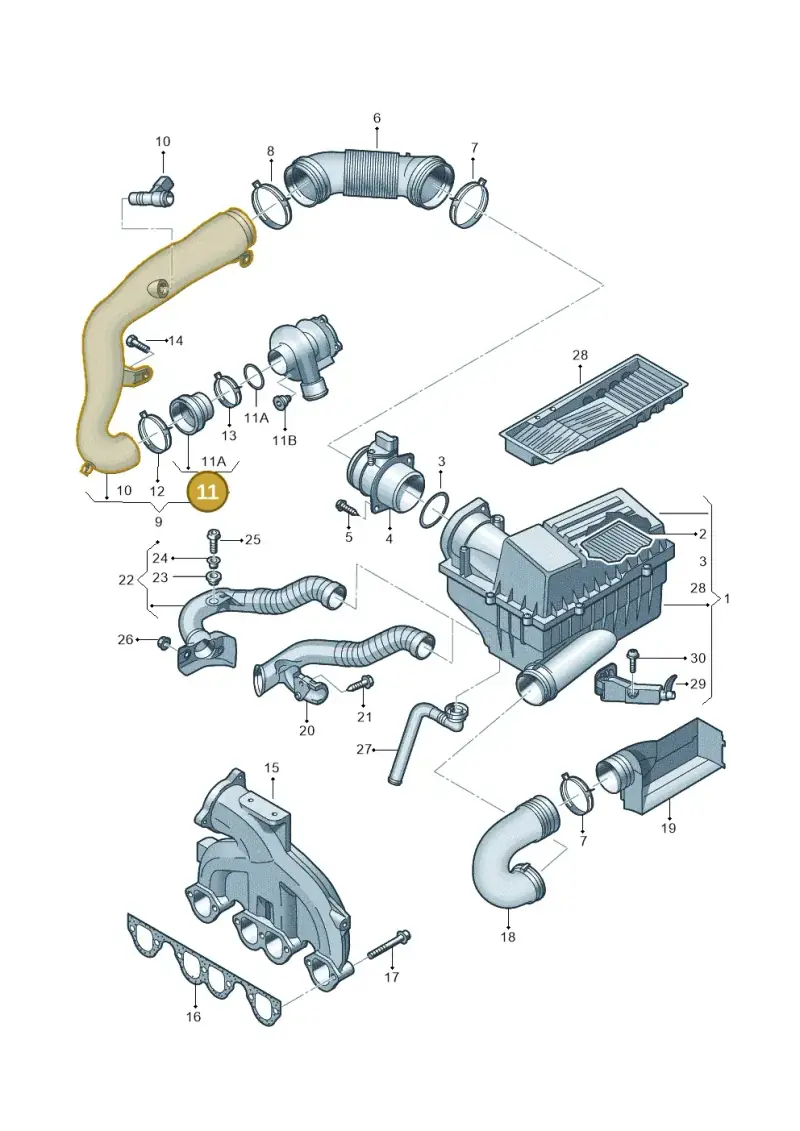 1K0129627B — Volkswagen Touran 1.9 (2008-2010) diagram 460129030, position 11
