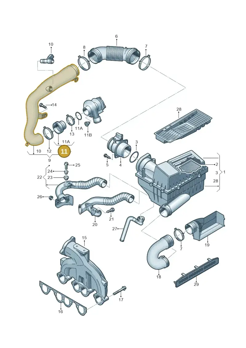 1K0129627B — Volkswagen Passat estate (2008-2011) diagram 656129300, position 11