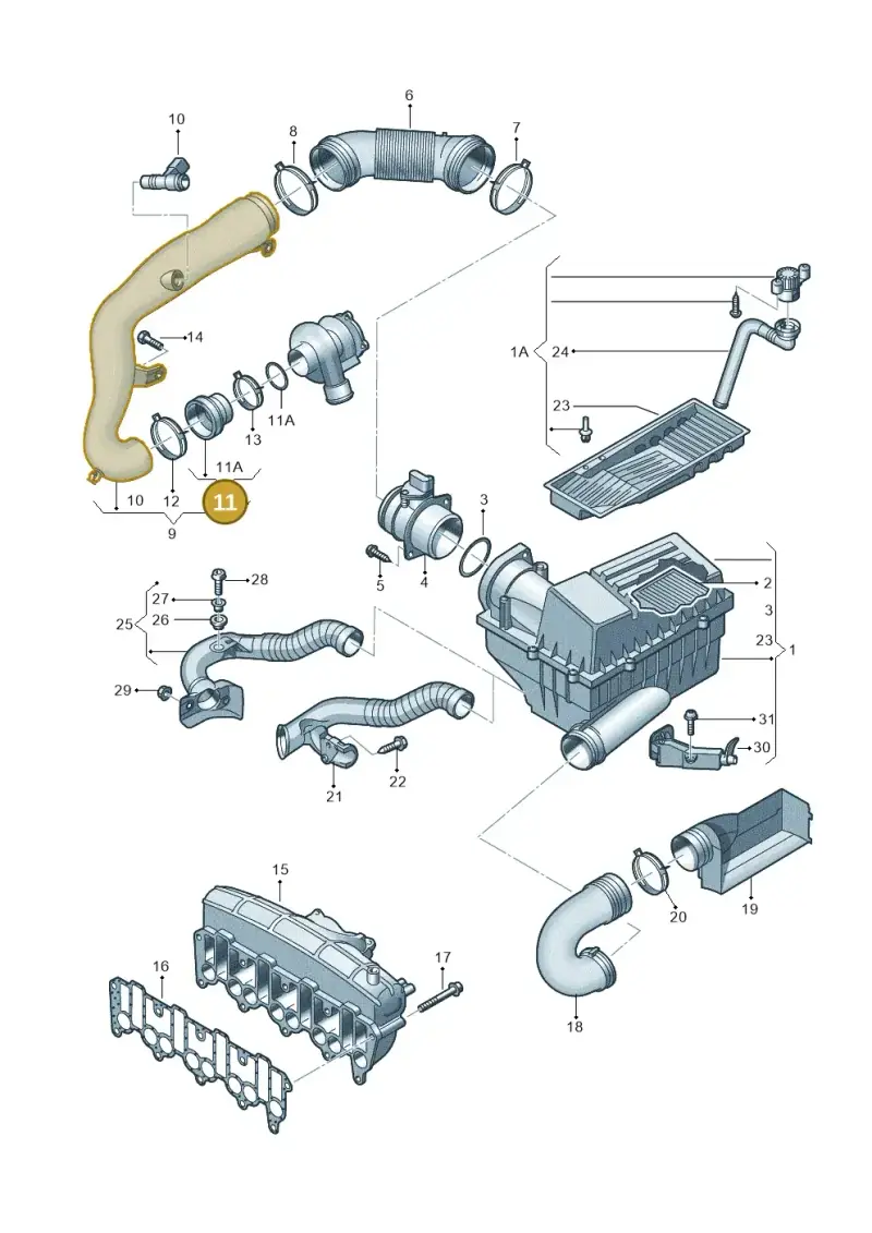 1K0129627B — Volkswagen Touran 1.9 (2008-2010) diagram 658129050, position 11