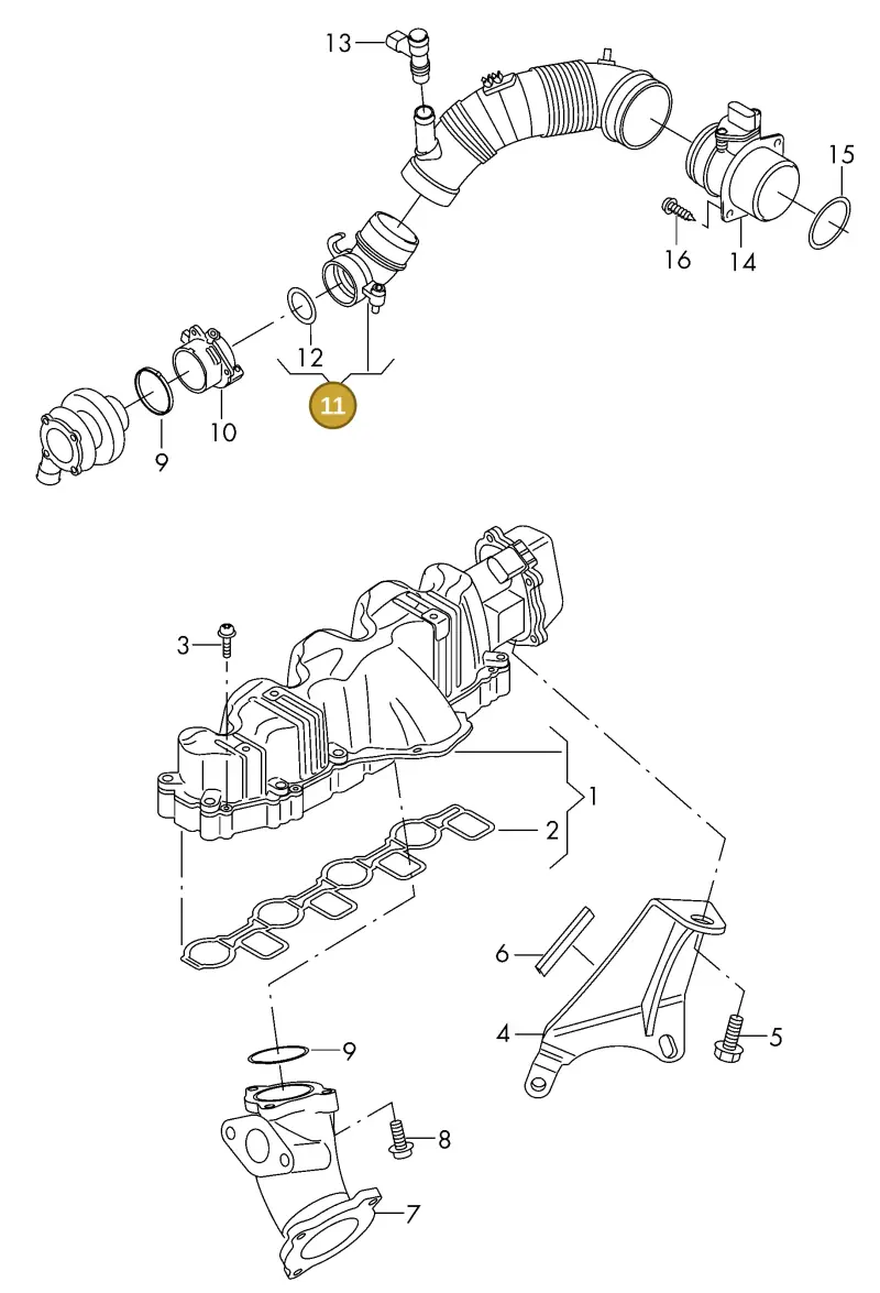 1K0129635A — Volkswagen DIES.-IND.-MOT.1,9>2,0 08> (2007-) diagram 425129250, position 11