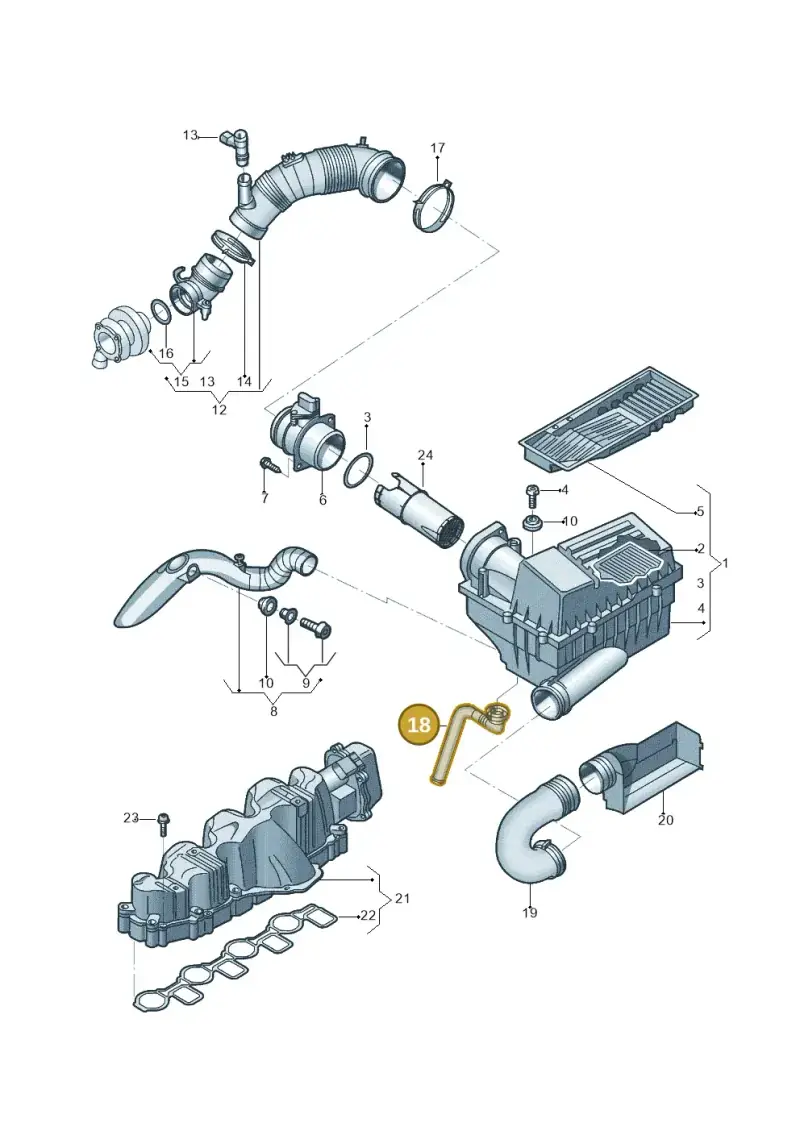1K0129637D — Volkswagen Jetta (2014-2017) diagram 684129400, position 18