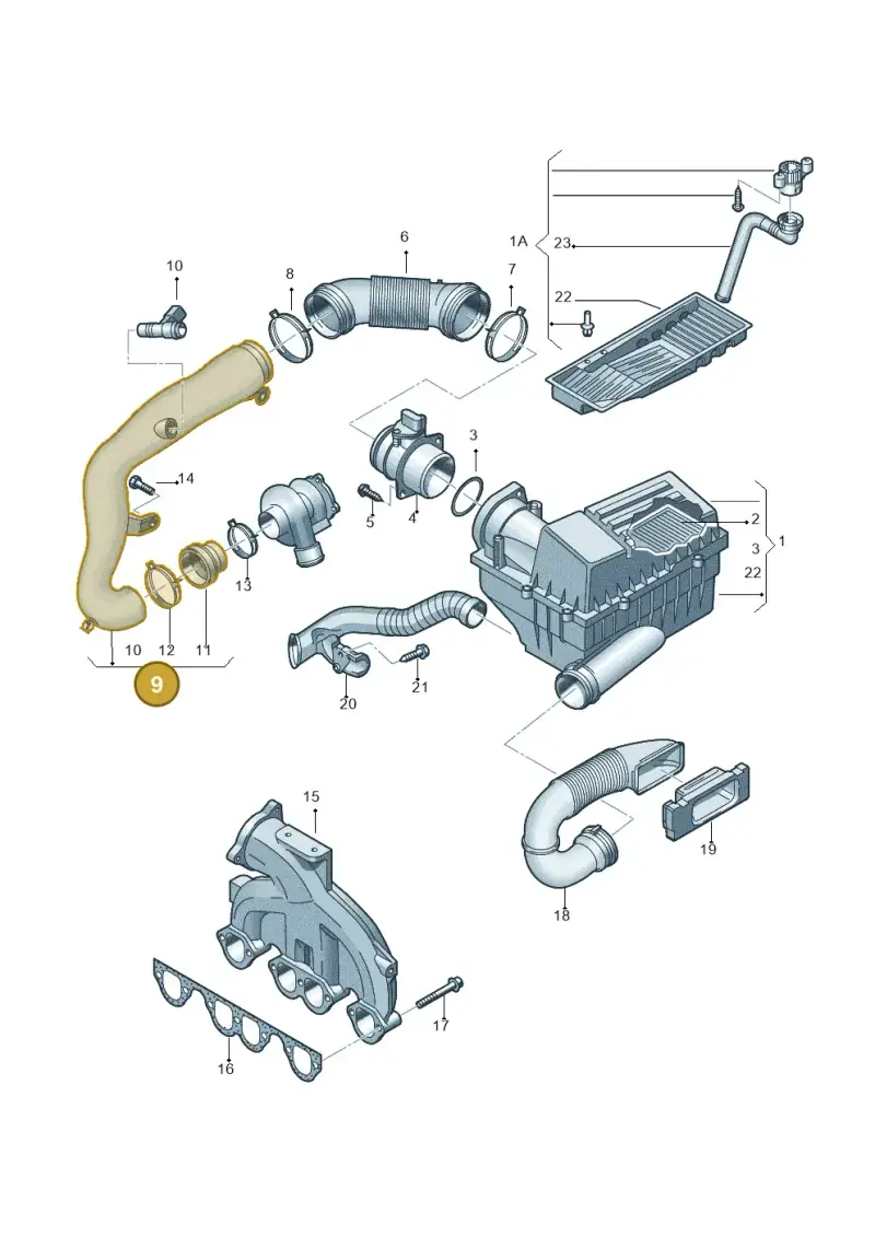 1K0129654AG — Volkswagen TOURAN (2003-2005) diagram 409129300, position 9