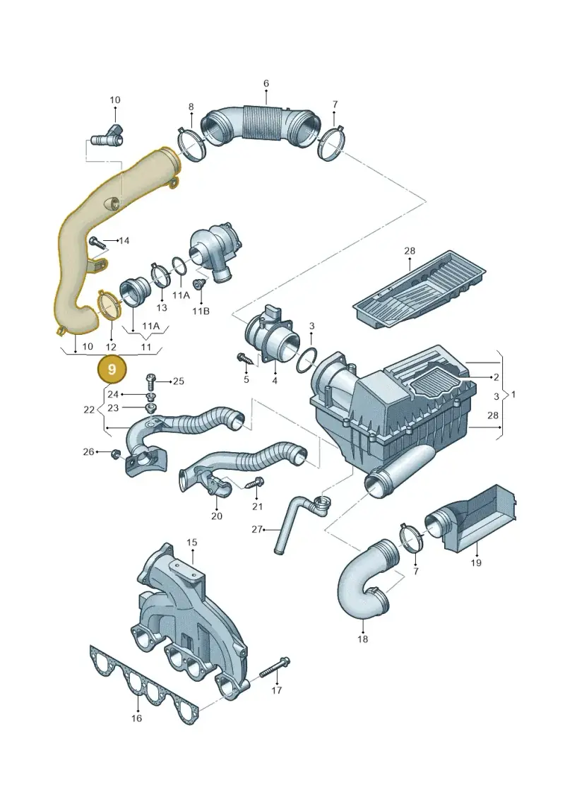 1K0129654AG — Volkswagen Jetta Vagon            08> (2008-) diagram 460129300, position 9