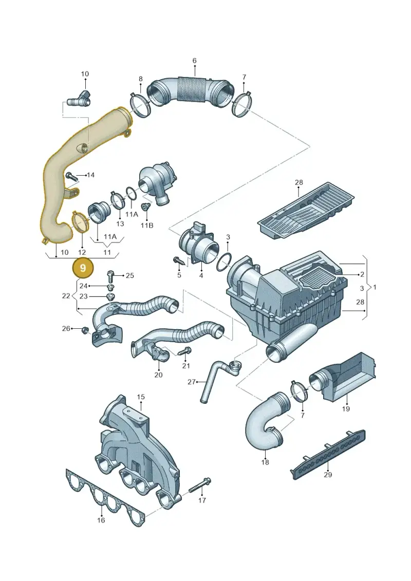 1K0129654AG — Volkswagen Passat estate (2008-2011) diagram 656129300, position 9