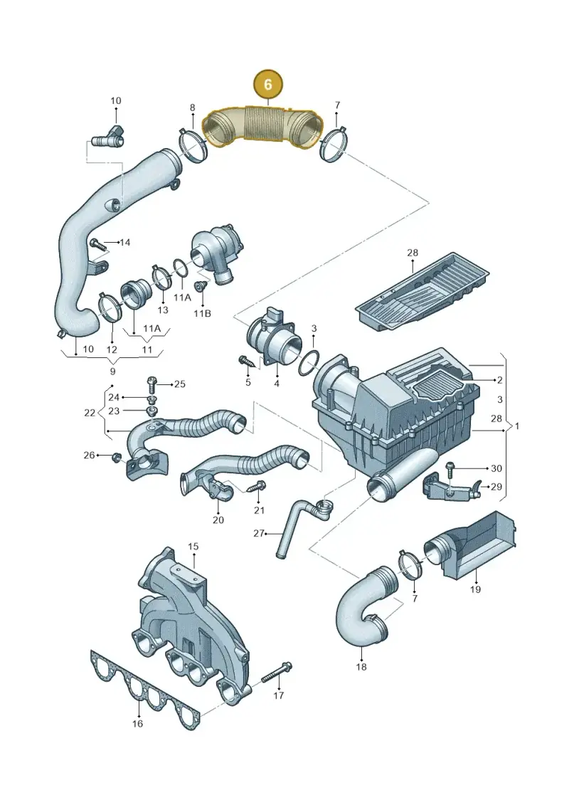 1K0129684B — Volkswagen Touran 1.9 (2008-2010) diagram 460129030, position 6