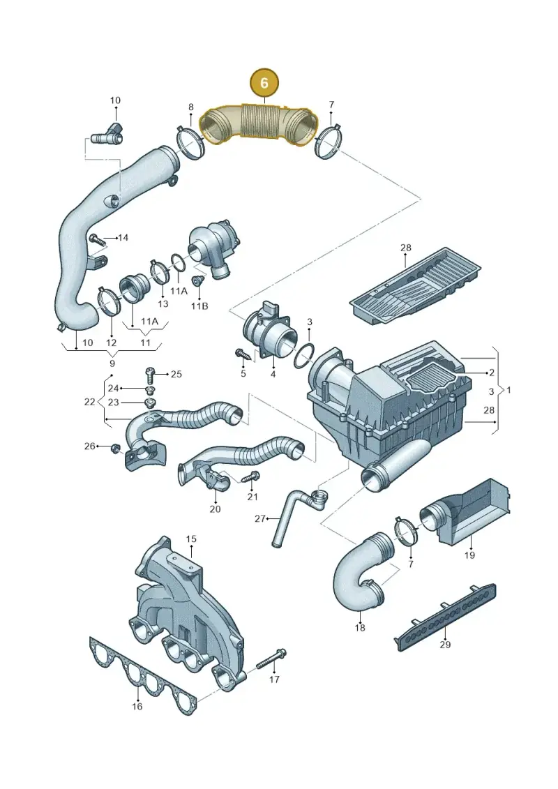 1K0129684B — Volkswagen Passat estate (2008-2011) diagram 656129300, position 6