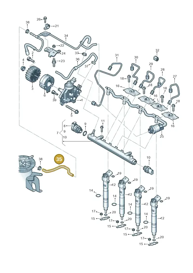 1K0130307BK — Volkswagen Scirocco 2.0 (2008-2014) diagram 634130400, position 35