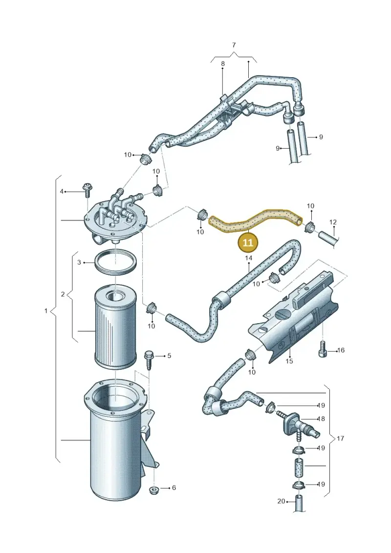 1K0130307CA — Volkswagen Caddy kombi (2015-2020) diagram 694127200, position 11
