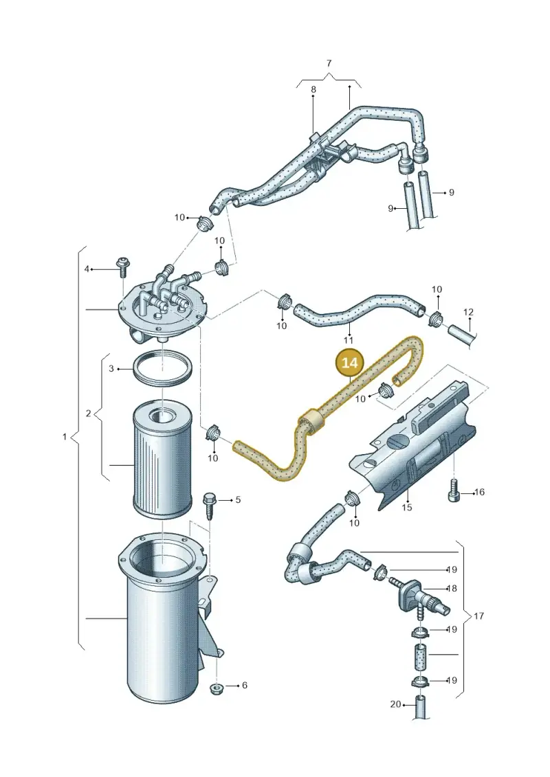 1K0130307CE — Volkswagen Caddy kombi (2015-2020) diagram 694127200, position 14