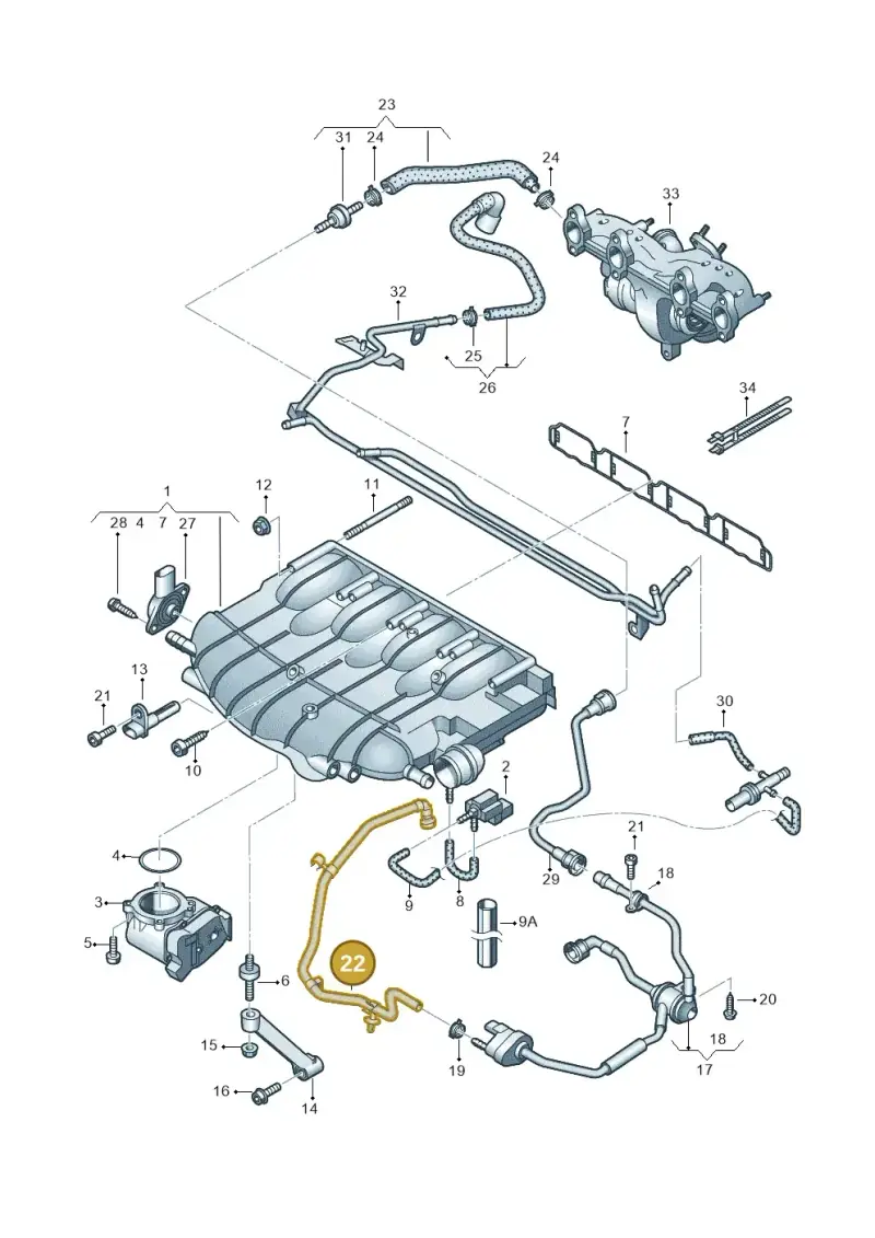 1K0133366BK — Volkswagen Golf (2011-2013) diagram 649133300, position 22