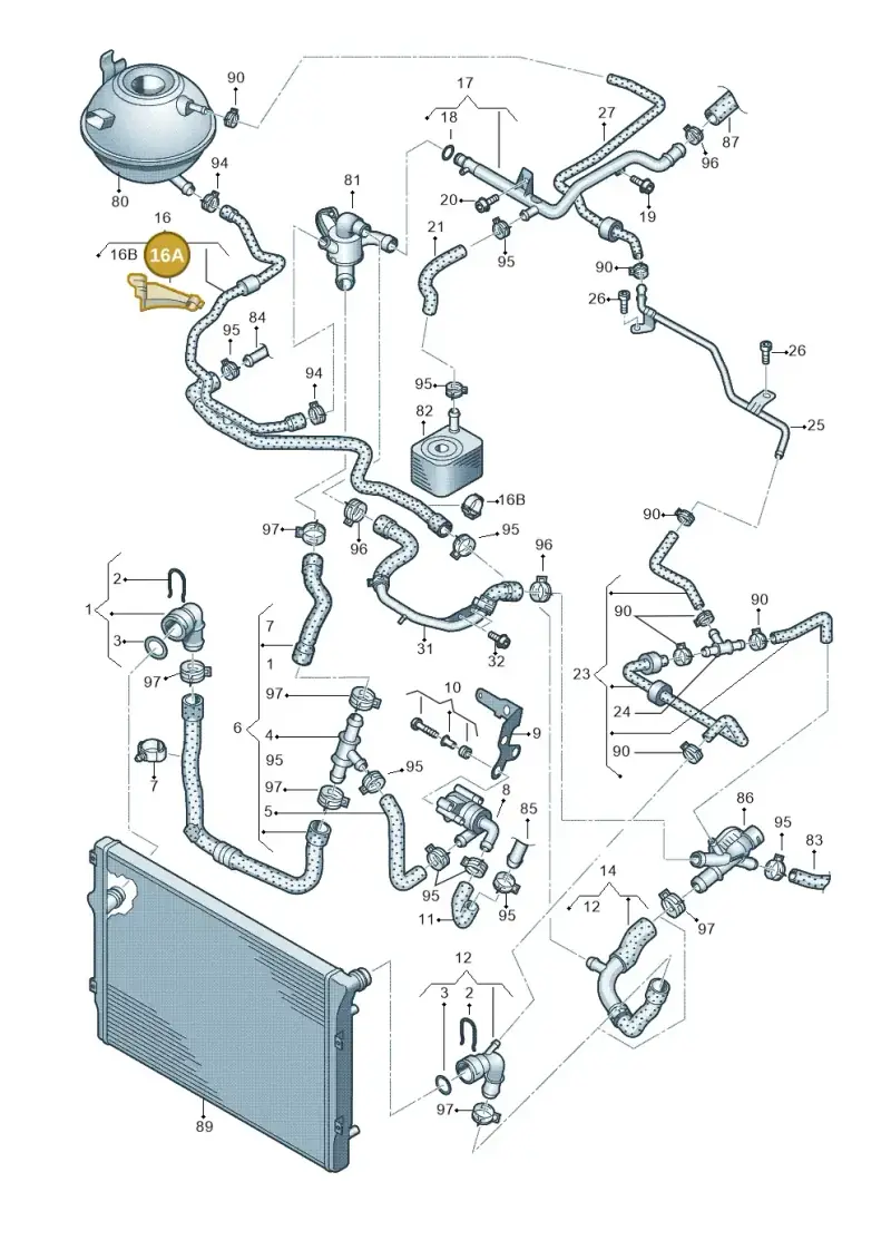 1K0133687B — Volkswagen Golf Cabriolet (2011-2016) diagram 718121500, position 16A