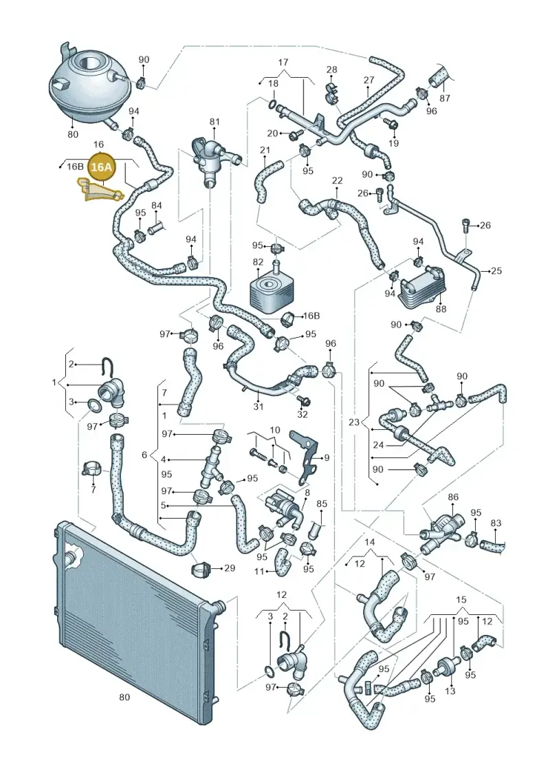 1K0133687B — Volkswagen Tiguan 4Motion (2011-2018) diagram 719121600, position 16A
