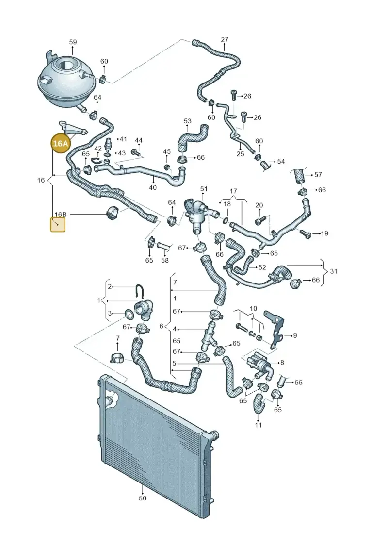 1K0133687B — Volkswagen Caddy kombi (2015-2020) diagram 866121350, position 16A