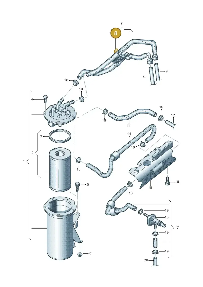 1K0133687E — Volkswagen Golf Cabriolet (2011-2016) diagram 694127200, position 8
