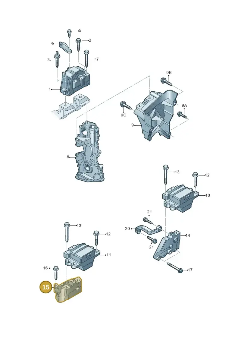1K0199117CE — Volkswagen Scirocco 2.0 (2014-2017) diagram 786199200, position 15
