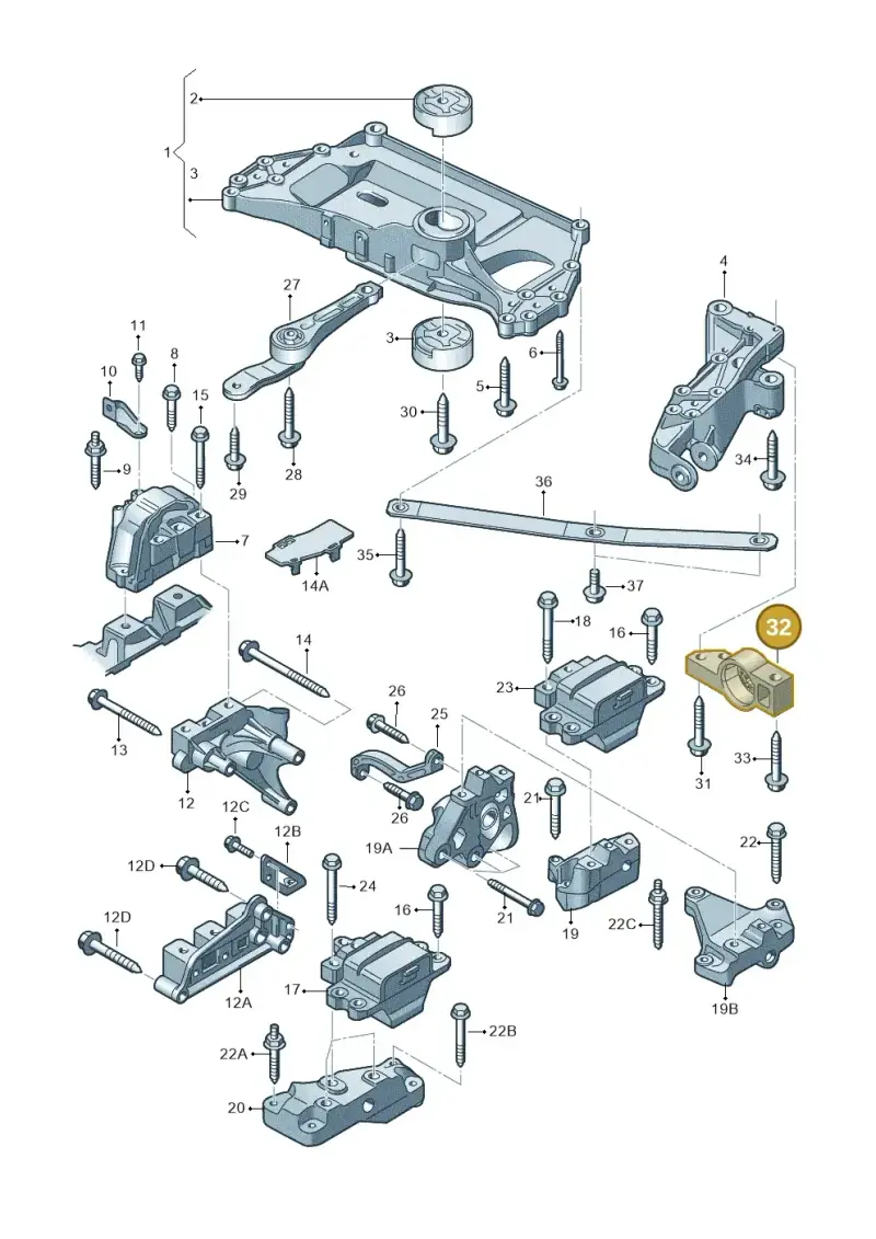 1K0199232K — Volkswagen Golf Cabriolet (2011-2016) diagram 718199200, position 32